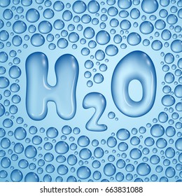 Transparent water drops H2O, vector illustration