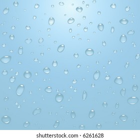 agua transparente cae sobre fondo azul claro