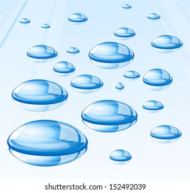 Transparent water drops. Vector.