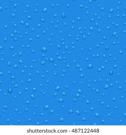 Transparent water drops vector seamless pattern. Background with dew illustration