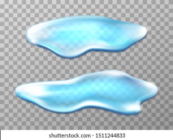 Transparent water puddles. Vector Illustration isolated on transparent background