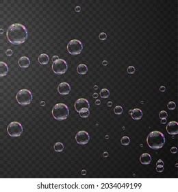 Transparent Water Realistic Glass Bubbles. Bubbles PNG. Vector PNG.