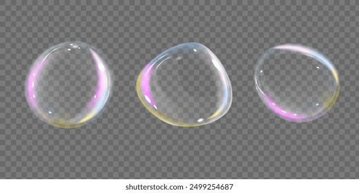 Transparente Wasser realistische Glasblasen. Blasen PNG. Vektor-PNG.