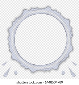 Transparent water ring frame splash and drops isolated on background. Vector illustration
