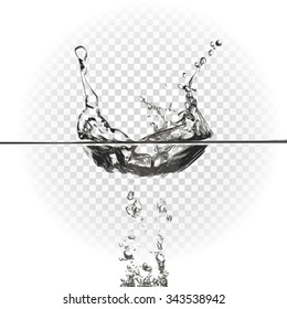 Transparent Water Splash Effect, Spray. Vector Illustration 