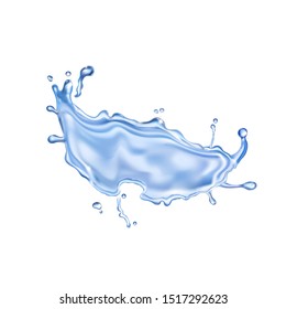 Transparent water splash element 3d realistic vector illustration.