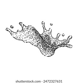 transparent water splash hand drawn. clear droplet, drink color, aqua clean transparent water splash vector sketch. isolated black illustration