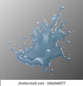 Transparent Water Splash Isolated on a grey background.