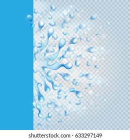 Transparent water splash.  Vector illustration.