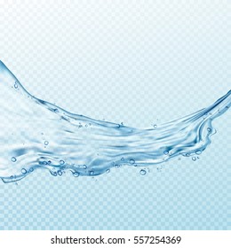 Transparent water splashes, drops isolated on transparent background. Vector illustration