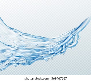 Transparent water splashes, drops isolated on transparent background. Vector illustration