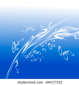 Transparent water splashes, drops isolated on transparent background. Vector illustration