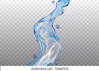 Transparent water splashes in light blue colors, isolated background. 