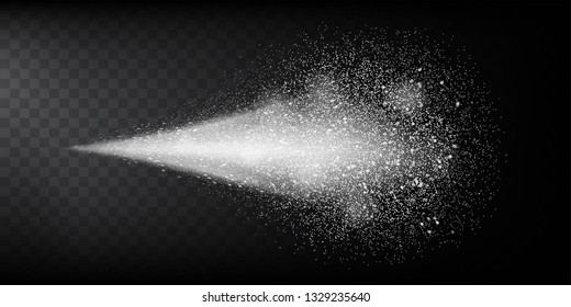 Transparent water spray mist of atomizer or smoke, paint dust particles. Vector illustration