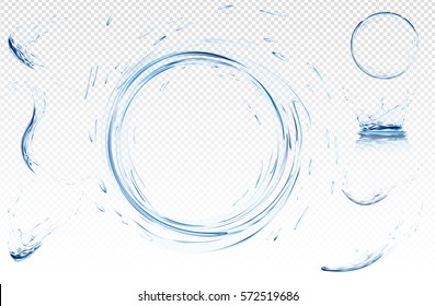 Transparent water wave with bubbles. Vector 3d illustration in light blue colours. Purity and freshness concept. Website abstract water background banner or header set.