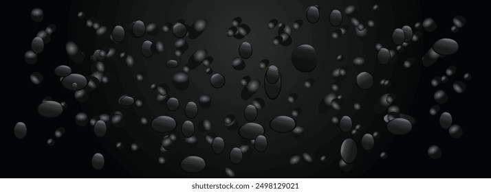 Transparent water waves with air bubbles and sunbeams on transparent background. Vector illustration

