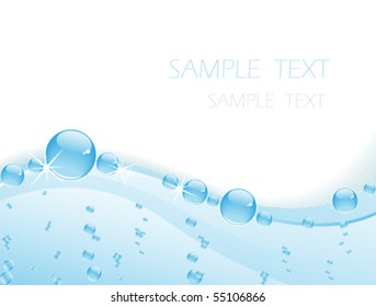 Transparent water waves with bubbles. Frame for headers and text.