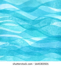 Transparent watercolor sea ocean wave blue teal turquoise colored background. Watercolour hand painted waves illustration. Banner frame backdrop splash design. Grunge color cover. Space for logo, text