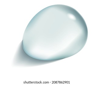 Transparent waterdrop. Realistic water drop, 3d vector illustration isolated on white background