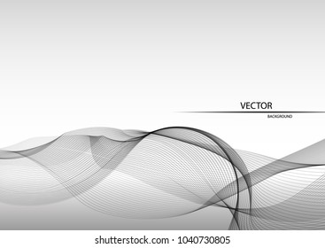 Transparent wave, black and white background. Abstract design. Graceful wallpaper.