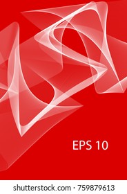 Transparent wave on a red background - vector. Business background with white wave on red.