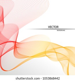 Transparent wave. White wallpaper. Orange color. Vector background, abstract, eps 10. Light design.