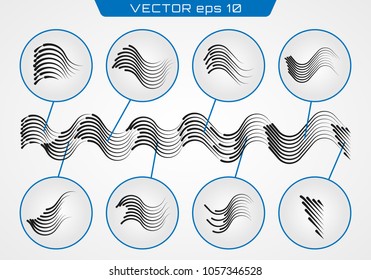 Transparent waved lines for brochure, website, flyer design.Speed line or fast lines manga motion.Vector illustration EPS 10.Design elements.