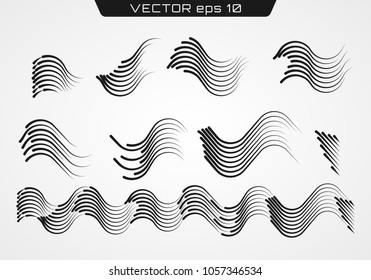 Transparent waved lines for brochure, website, flyer design.Speed line or fast lines manga motion.Vector illustration EPS 10.Design elements.