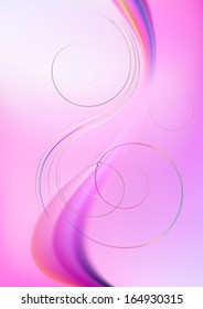 Transparent waves and spirals in  pink mesh background. 