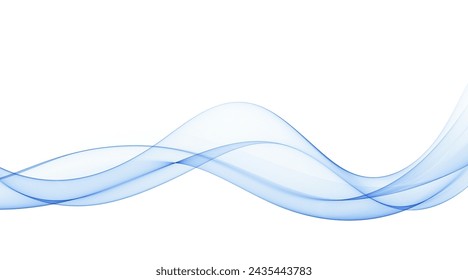 Líneas azules onduladas transparentes. Una ola de humo azul. Fondo de onda azul abstracto.