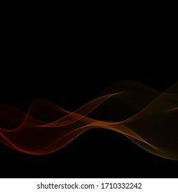 
Transparent wavy golden wave stream. Vector golden wave background on black.