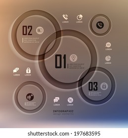 Transparent web site, business Infographics, plat elements on blur landscape can be used for workflow layout, banner, step up options,  number options,  web template