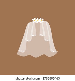 
transparent wedding veil scarf flat design