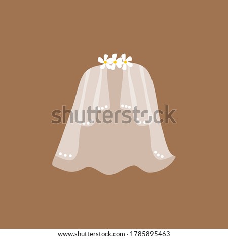 
transparent wedding veil scarf flat design