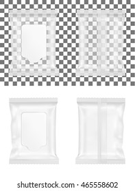 Transparent wet wipes package with flap.