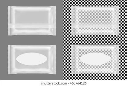 Transparent wet wipes package with flap.