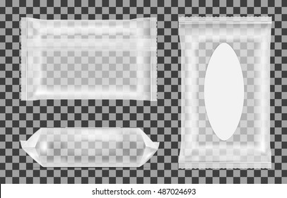 Transparent wet wipes package with flap.