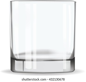 Transparent whiskey glass, vector isolated