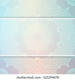 Transparent white banner on square ornamental background, Template for design