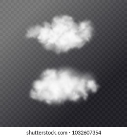 Transparent white cloud in the background. Realistic vector illustration.
