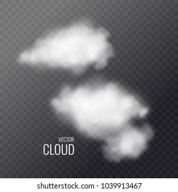 Transparent white cloud in the background. Realistic vector illustration.