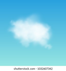 Transparent white cloud on the sky. Realistic vector illustration.