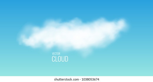 Transparent white cloud on the sky. Realistic vector illustration.