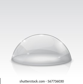 Transparent white dome, glass semi-sphere. Vector 3d illustration isolated on white background