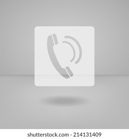 Transparent white flat icon useful for touch screen. Phone