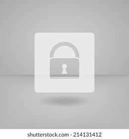 Transparent white flat icon useful for touch screen. Lock