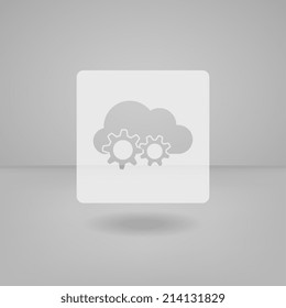 Transparent white flat icon useful for touch screen. Cloud settings