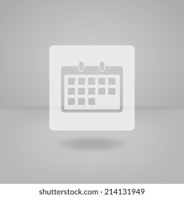 Transparent white flat icon useful for touch screen. Calendar