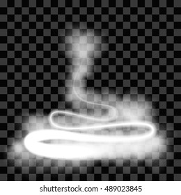 Transparent white glowing trail in the cloud