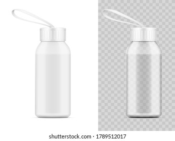 Transparent And White Plastic Water Bottle Shaker. EPS10 Vector